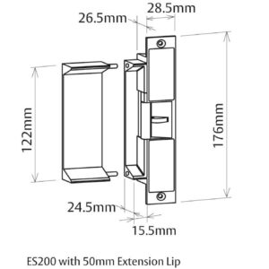 Trimec ES200 Electric Strike Lock Extension Lips-electriclock.net